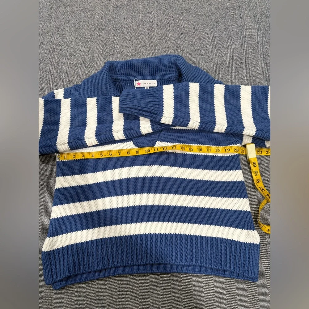 Olive & Bette’s Road G - Hayley Stripe Pullover | Blue/Cream | size M - Picture 3 of 9